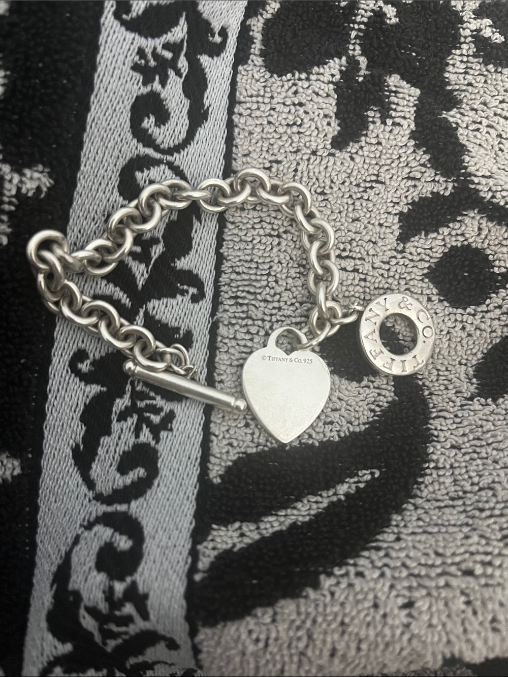 Tiffany & Co. Sterling Silver Heart Toggle Charm Bracelet - Silver